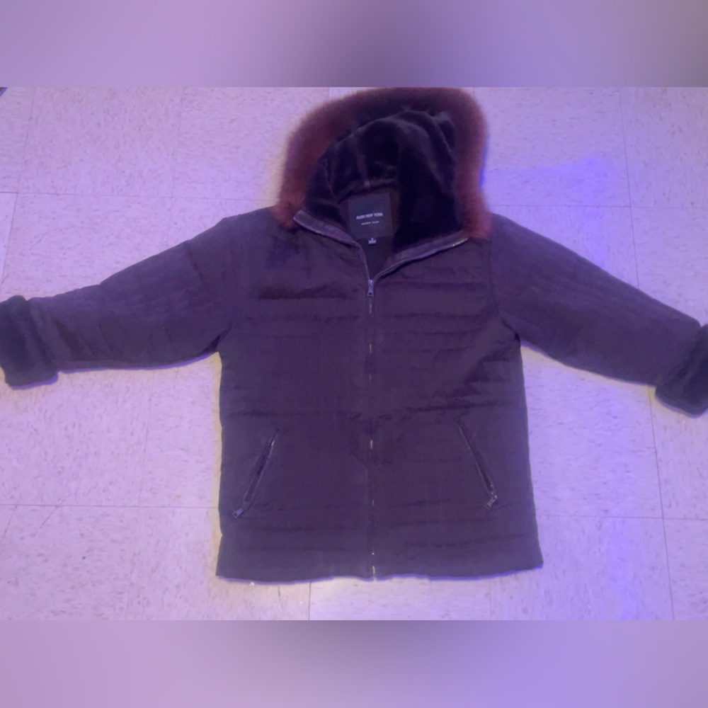 Marc New York Chocolate Puffer Coat with Faux Fur
